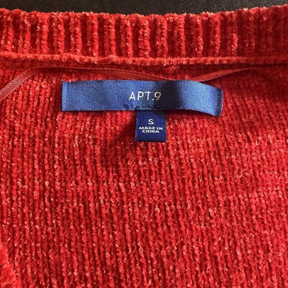 APT. 9 Sweater Women's Size Large Red V-Neck Long Sleeve Knit Lightweight - Picture 2 of 9
